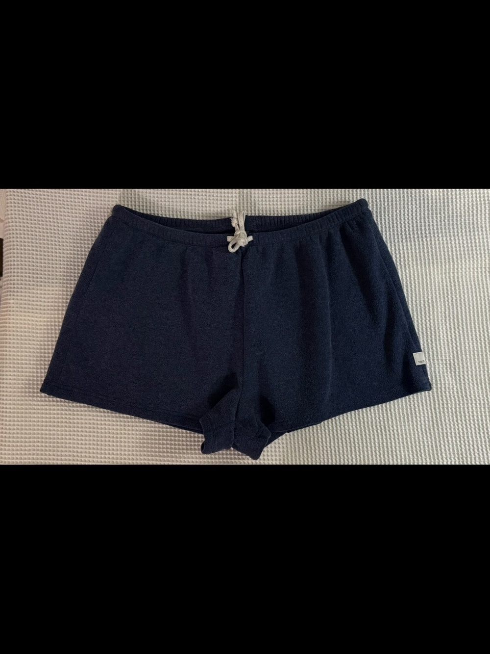 VUORI Navy terry cloth shorts